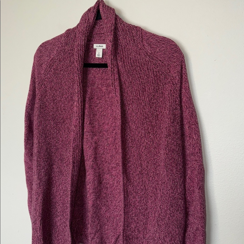 LL Bean Open Pink Knit Cardigen Women Small Warm Soft Cozy Woven Coastal Grandma - Picture 2 of 8